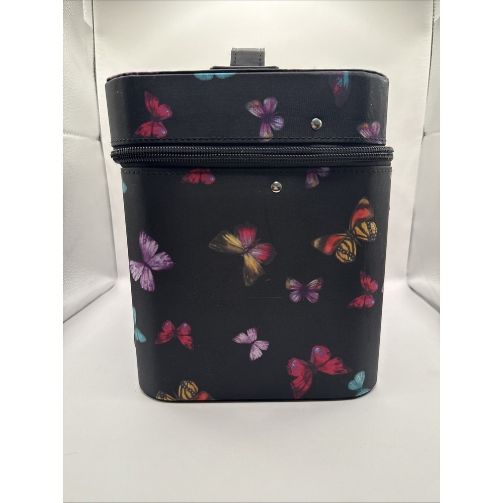 Butterfly Soft Train Case Tall Makeup Cosmetic With Mirror and Shelves Caboodles - Picture 8 of 12